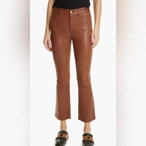 Frame Le Crop Mini Boot Brown Leather Pants